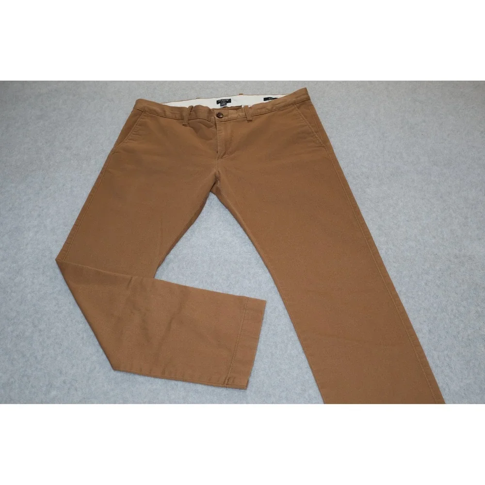 J.Crew Flex Chino Pants Mens 34x29 Brown Slim Fit Stretch Flat Front **
